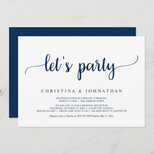 パーティーモダン素朴の結婚駆け引き 招待状 (正面/裏面)