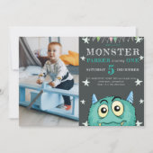 パーティーモンスター子供の誕生日写真 招待状 (正面)