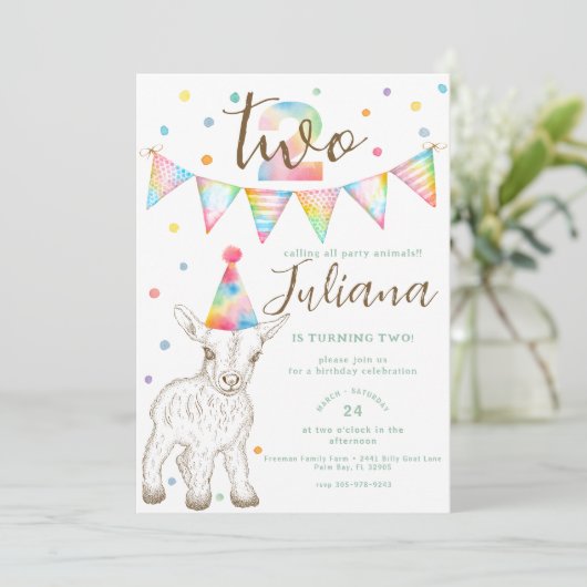 パーティーヤギ2nd誕生日招待状キッズ 招待状 (スタンド正面)