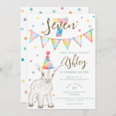 パーティーヤギ7誕生日招待状 子供へ 招待状 (正面/裏面)