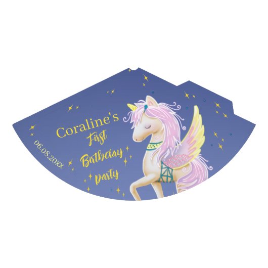 パーティーユニコーンで最初の誕生日のための帽子。 パーティーハット (正面)