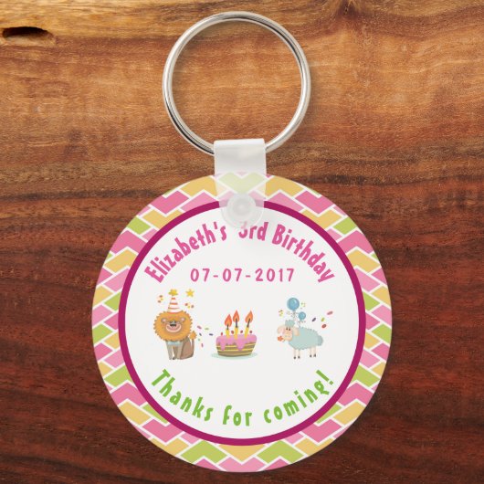 パーティーライオンとヒツジの風船誕生日感謝してい キーホルダー (正面)