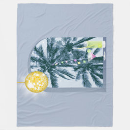 パーティーライツカクテルディスコボールパームズオンブルー フリースブランケット
