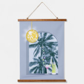 パーティーライツカクテルディスコボールパームズオンブルー 吊り下げ型タペストリー (正面)