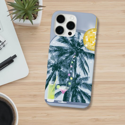 パーティーライツカクテルディスコボールパームズオンブルー Case-Mate iPhoneケース