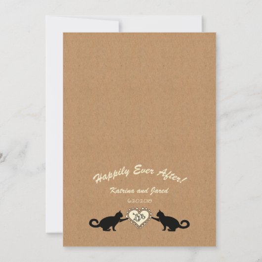 パーティーライトと猫をオンバイク結婚式招待状 招待状 (裏面)