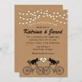 パーティーライトと猫をオンバイク結婚式招待状 招待状 (正面/裏面)