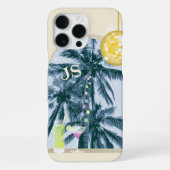 パーティーライトカクテルディスコボールオンイエローイニシャル iPhoneケース (裏面)