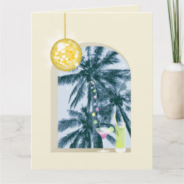 パーティーライトカクテルディスコボールパームオンイエロー カード
