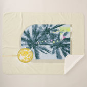 パーティーライトカクテルディスコボールパームオンイエロー シェルパブランケット (正面(横))