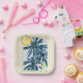 パーティーライトカクテルディスコボールパームオンイエロー ペーパープレート (パーティー)