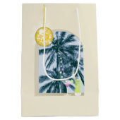 パーティーライトカクテルディスコボールパームオンイエロー ミディアムペーパーバッグ (裏面)