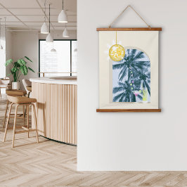 パーティーライトカクテルディスコボールパームオンイエロー 吊り下げ型タペストリー