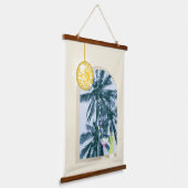 パーティーライトカクテルディスコボールパームオンイエロー 吊り下げ型タペストリー (傾斜あり)