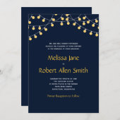 パーティーライト結婚式招待状オンネイビーバックグラウンド 招待状 (正面/裏面)