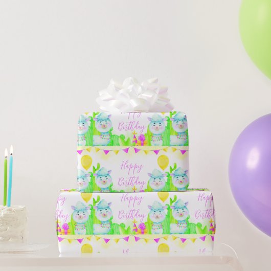 パーティーラマハッピーバースデー ラッピングペーパー (パーティーギフト)