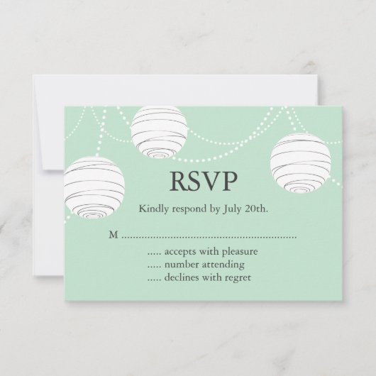 パーティーランタンRSVP in Mint Green 出欠カード (正面)