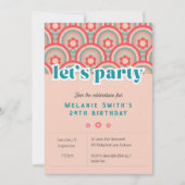 パーティーレトロの花の子供の誕生日の招待を許可 招待状 (正面)