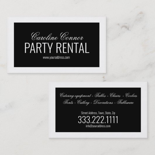 パーティーレンタル食器デコール白黒縁ど 名刺 (正面/裏面)