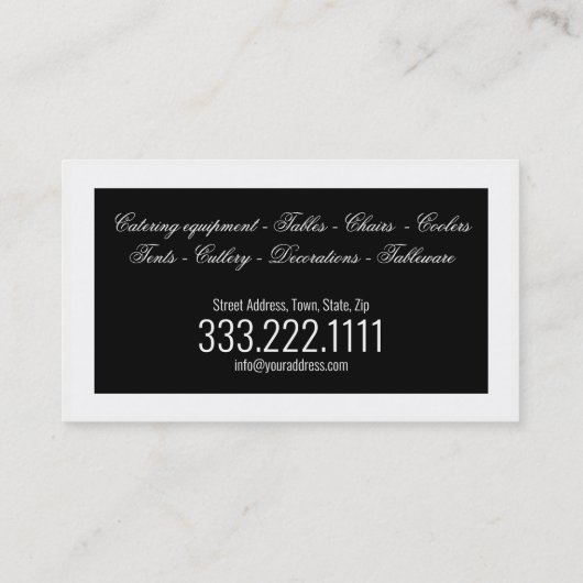 パーティーレンタル食器デコール白黒縁ど 名刺 (裏面)