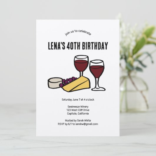 パーティーワイン&チーズテイスティング誕生日クラフトカスタム 招待状 (スタンド正面)