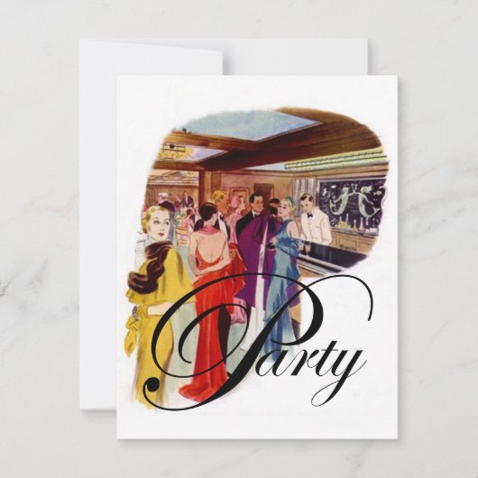 パーティーヴィンテージアートデコファッションスタイル招待状 招待状 (正面)
