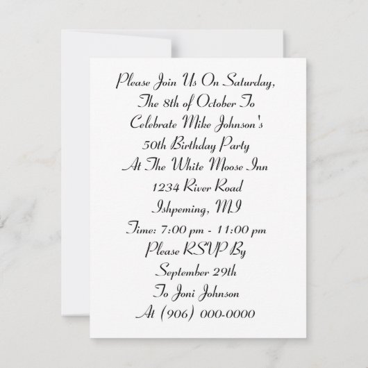 パーティーヴィンテージアートデコファッションスタイル招待状 招待状 (裏面)