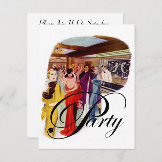 パーティーヴィンテージアートデコファッションスタイル招待状 招待状 (正面/裏面)