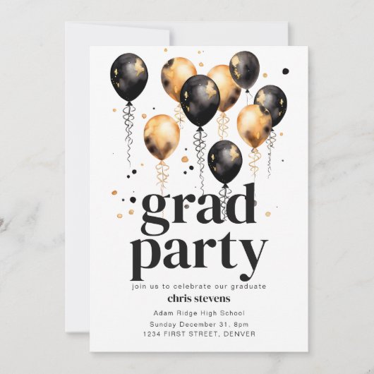 パーティー付きグラード招待状テンプレート 招待状 (正面)