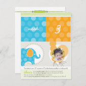 パーティー円::象+風船1 インビテーションポストカード (正面/裏面)