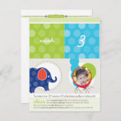 パーティー円::象+風船3 インビテーションポストカード (正面/裏面)