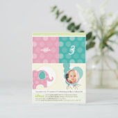 パーティー円：：象+風船5 インビテーションポストカード (スタンド正面)