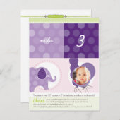 パーティー円：：象+風船6 インビテーションポストカード (正面/裏面)