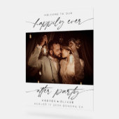 パーティー写真の歓迎を受け結婚て幸せに アクリルサイン (傾斜)