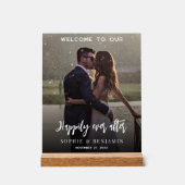 パーティー写真の歓迎を受け結婚て幸せに アクリルサイン (正面)