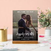 パーティー写真の歓迎を受け結婚て幸せに アクリルサイン (ウェディング)