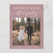 パーティー写真ほこりっぽいバラの後の幸せ結婚な 案内ポストカード (正面)