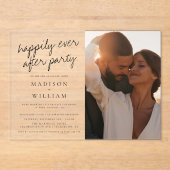 パーティー写真モダンの後の結婚幸せ アクリル招待状 (正面)