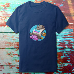 パーティー動物おもしろいサイのスイミングプール漫画 Tシャツ