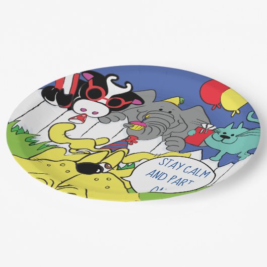 パーティー動物おもしろい誕生会 ペーパープレート (アングル)