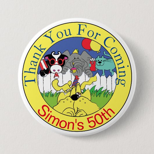 パーティー動物おもしろい誕生会 缶バッジ (正面)