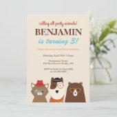 パーティー動物おもしろい誕生日パーティーへの招待 招待状 (スタンド正面)