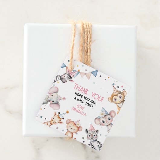 パーティー動物かわいいサファリガールバースデーパーティー フェイバータグ (インサイチュ)