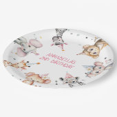 パーティー動物かわいいサファリガールバースデーパーティー ペーパープレート (アングル)
