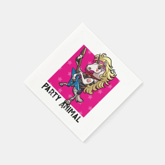 パーティー動物のヘアメタルグレームロックユニコーン漫画 スタンダードカクテルナプキン (角)