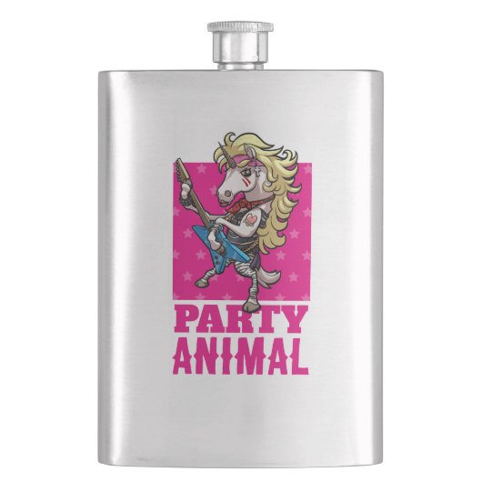 パーティー動物のヘアメタルグレームロックユニコーン漫画 フラスク (正面)