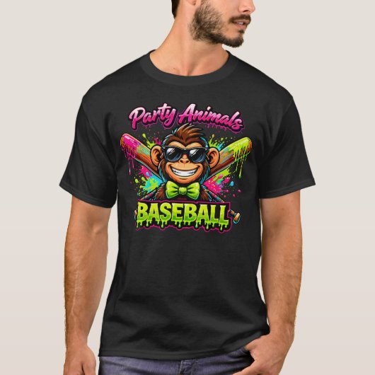 パーティー動物のミーム 野球 楽しい Tシャツ (正面)
