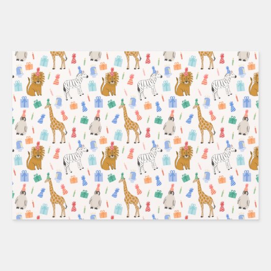 パーティー動物の包装紙 ラッピングペーパーシート (正面)
