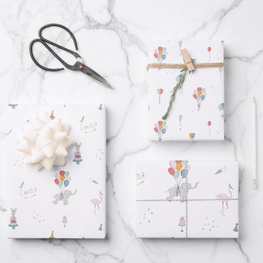 パーティー動物の包装紙 ラッピングペーパーシート (正面)
