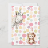 パーティー動物の子供の誕生日の招待 招待状 (裏面)